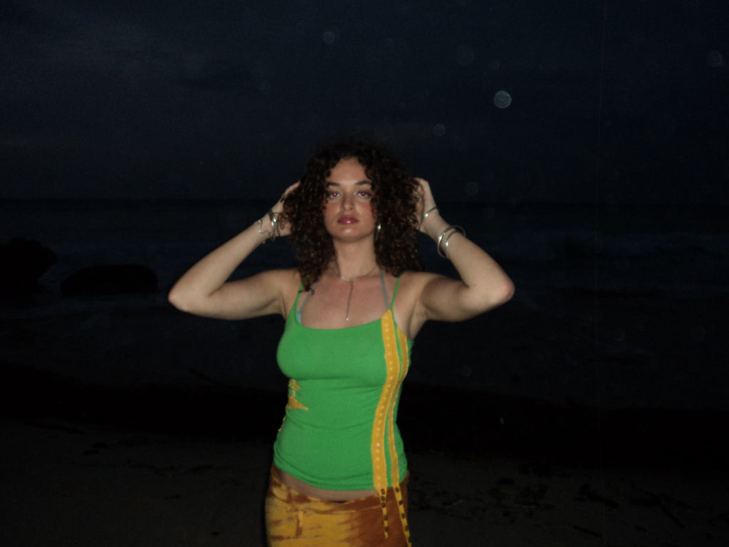 green Brazil shiny tricot top