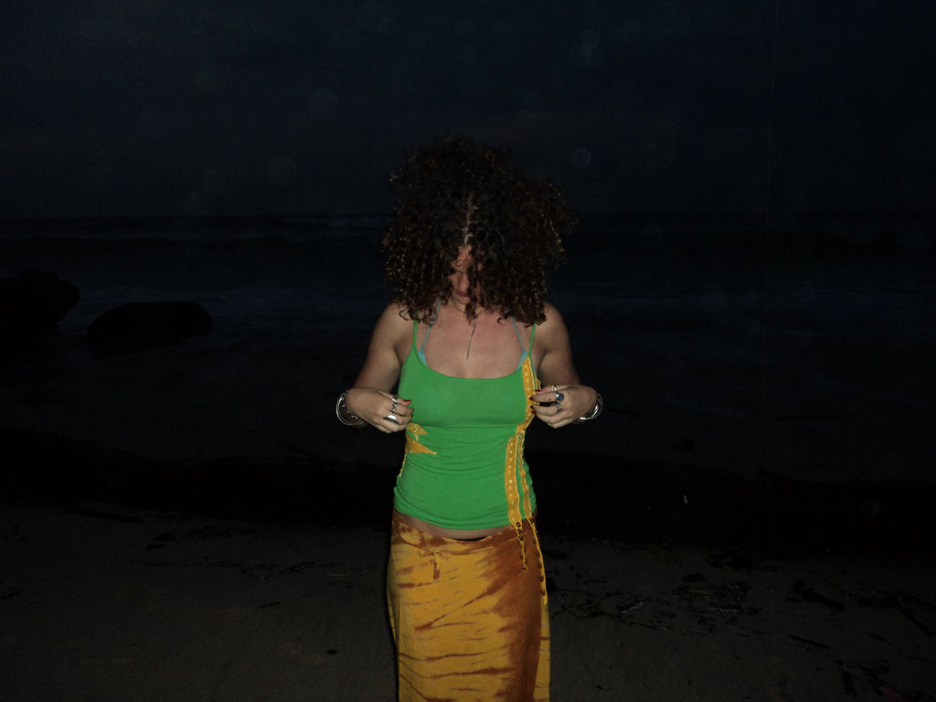 green Brazil shiny tricot top