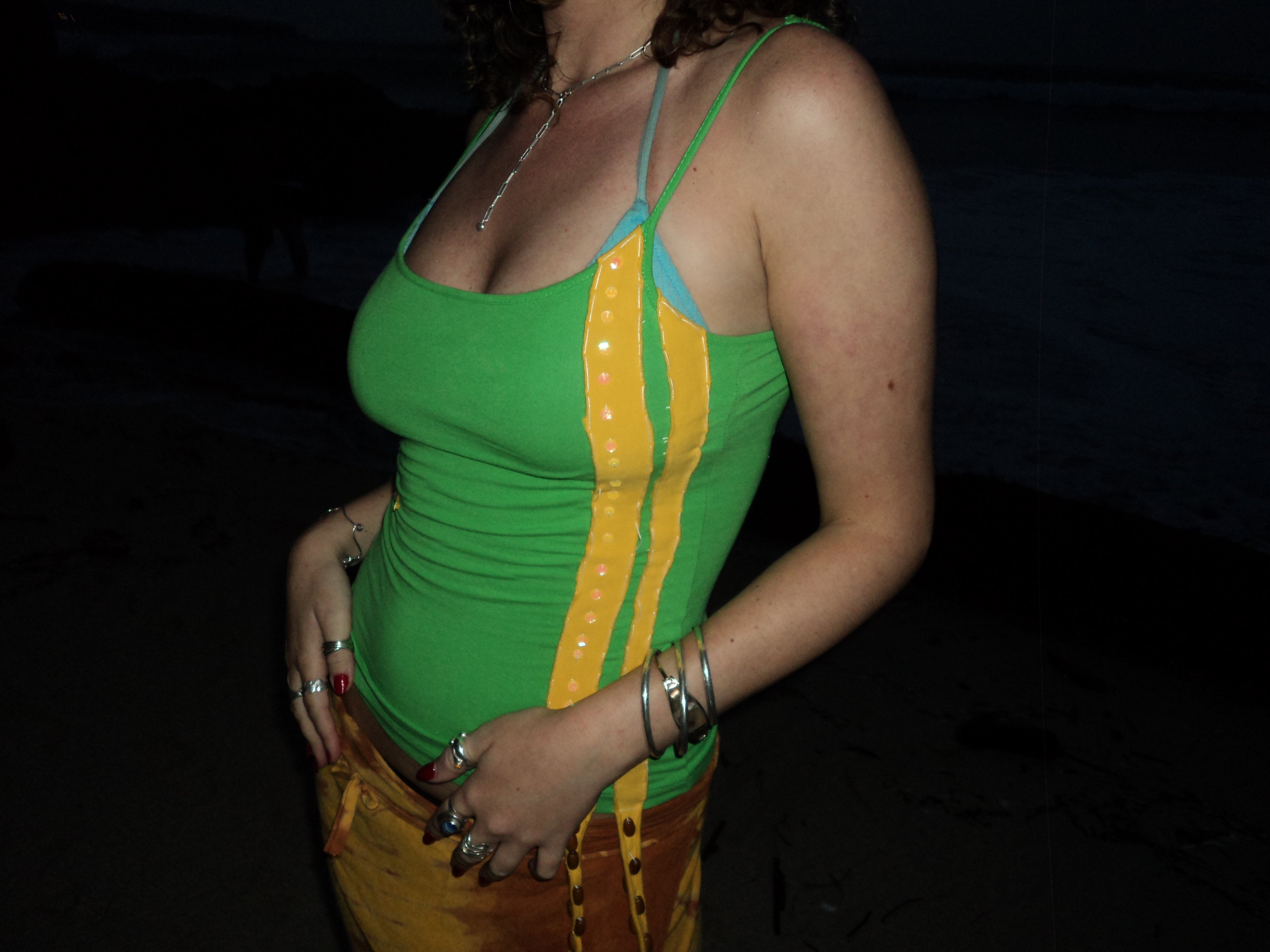 green Brazil shiny tricot top