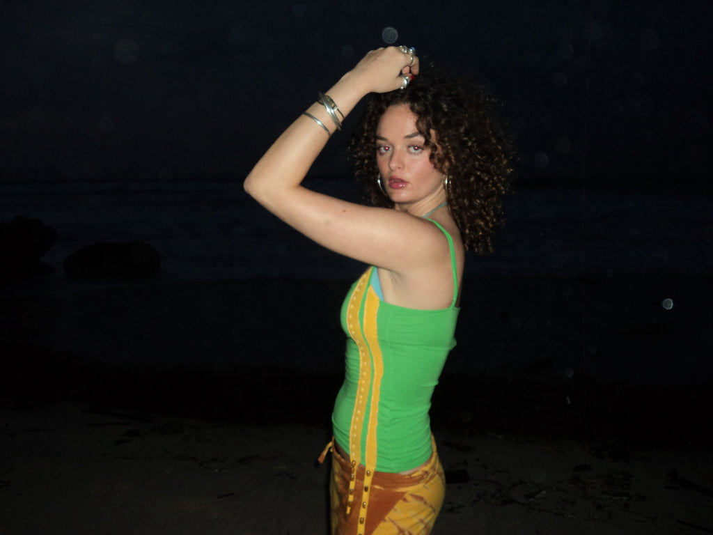 green Brazil shiny tricot top