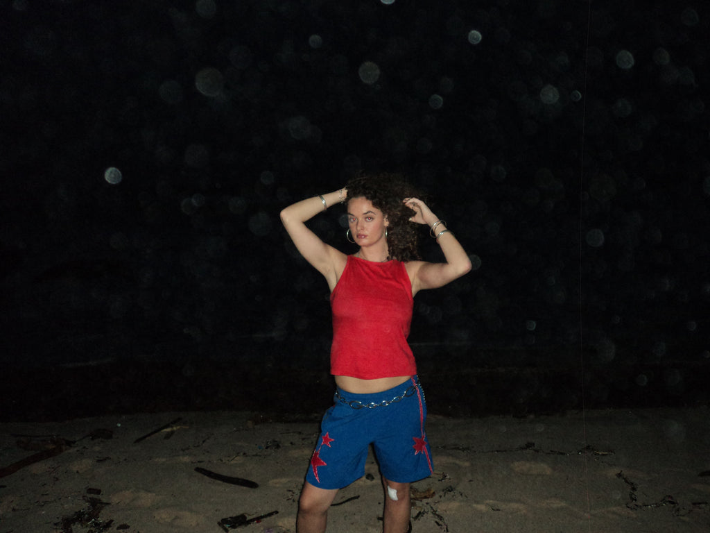 red blue Adidas pants with stars