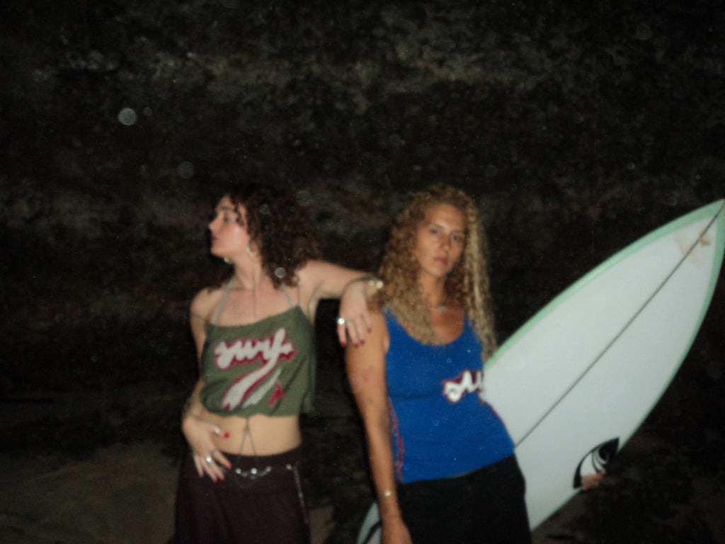 surf olive print green top