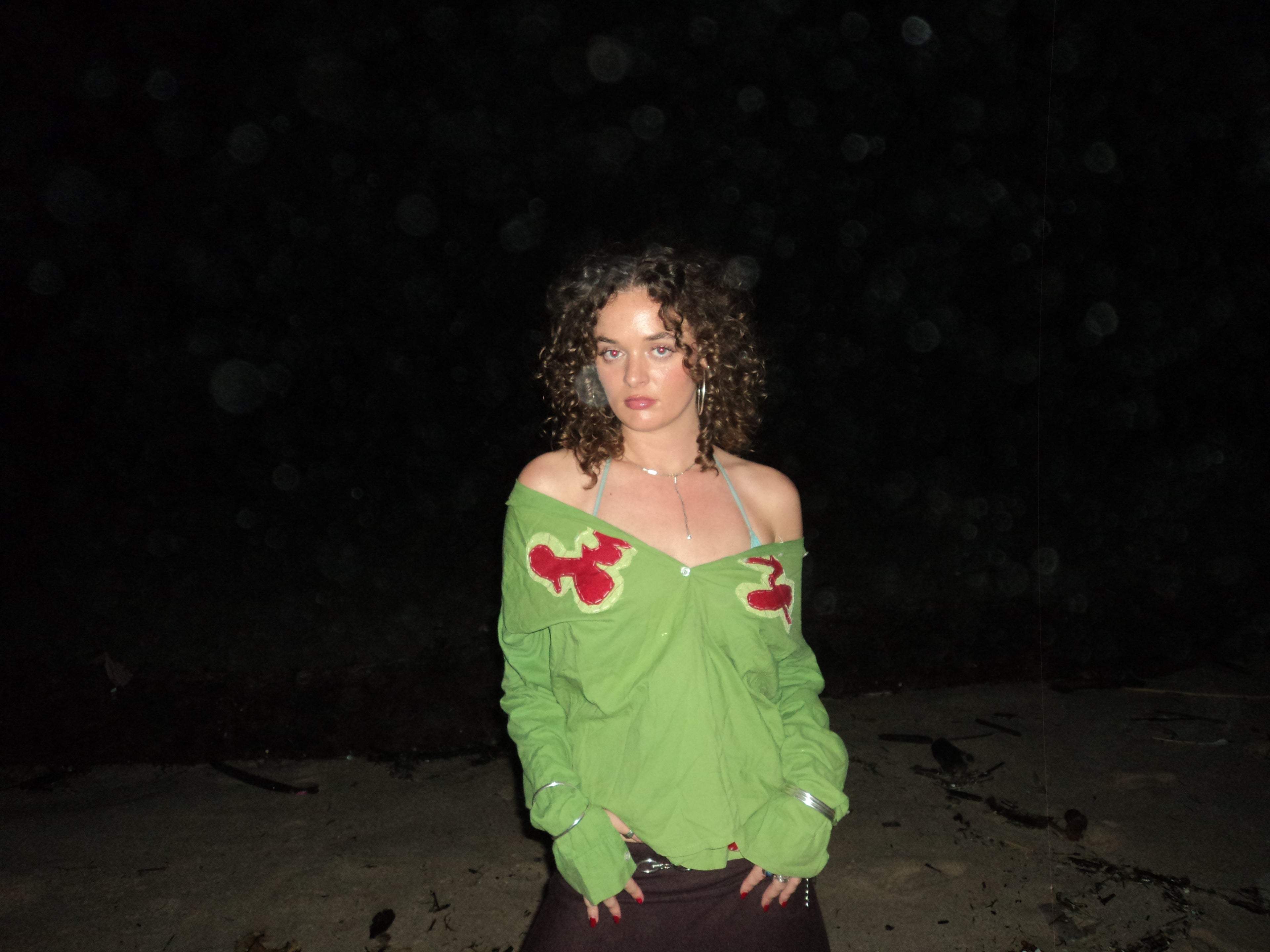 green surf print button up shirt