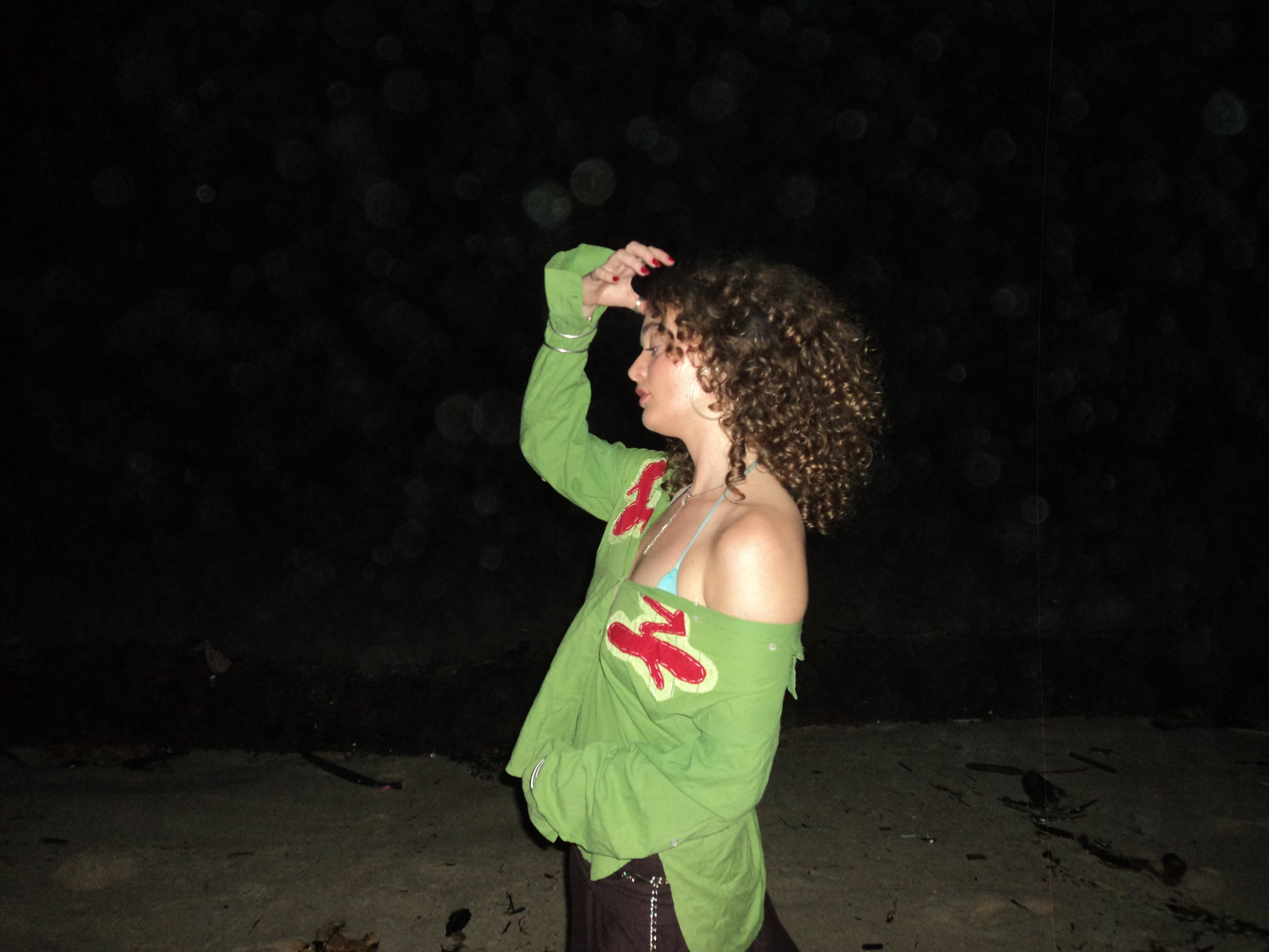 green surf print button up shirt