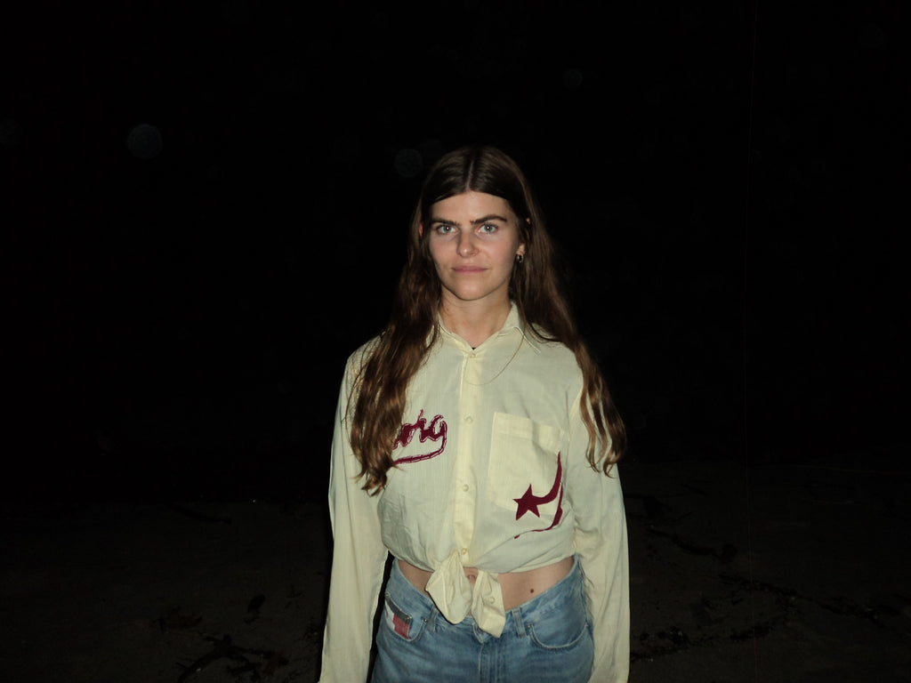 honey yellow aloha button up shirt