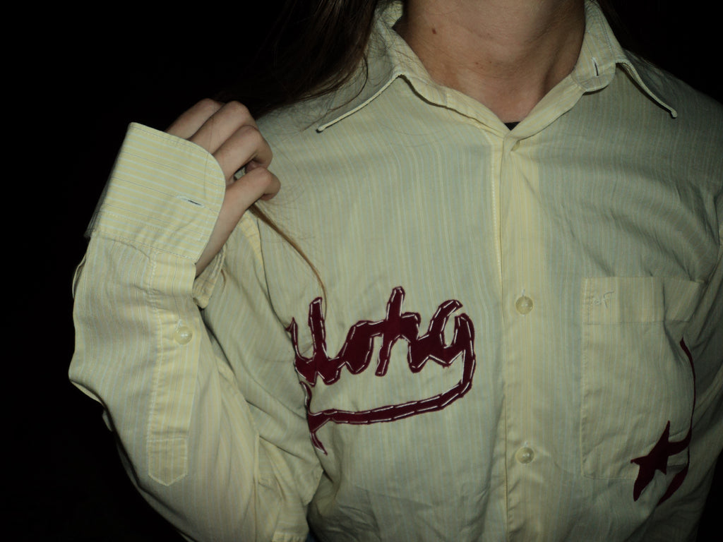honey yellow aloha button up shirt